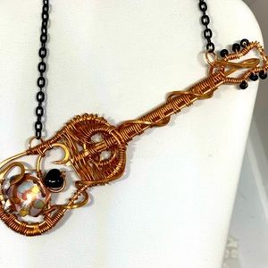 Handmade wire wrapped guitar necklace